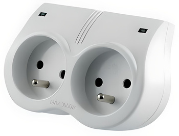 TRÓJNIK ELEKTRYCZNY ROZGAŁĘŹNIK PRZECIWPRZEPIĘCIOWY 2 GNIAZDA Z UZIEMIENIEM ZŁODZIEJ