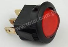 Przeł. podśw. okrągły 12V, czerwony