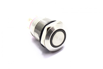 PRZEŁĄCZNIK OKRĄGŁY 12mm OFF-(ON) LED ZIELONY IP67