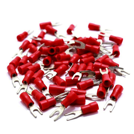 KONEKTOR WIDEŁKOWY IZOLOWANY WIDEŁKI 3,7mm 100 SZT CZERWONY