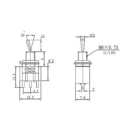PRZEŁĄCZNIK DŹWIGNIOWY MTS 102 ON-ON DŹWIGNIA 3A
