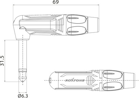 WTYK DUŻY JACK 6.3 MONO KĄTOWY ROXTONE RJ2RP-NN