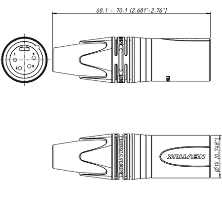 WTYK MĘSKI XLR 4 PIN NC4MXX MIKROFONOWY NEUTRIK