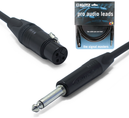 KABEL JACK 6.3 MONO TS - XLR 3 PIN ŻEŃSKI 3m KLOTZ NEUTRIK MIKROFONOWY