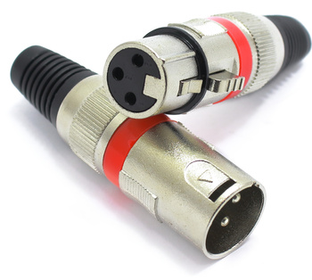 KOMPLET XLR 3 PIN VITALCO WTYK MIKROFONOWY MĘSKI ŻEŃSKI NA KABEL CZERWONY