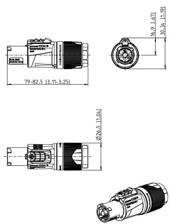WTYK POWERCON ZASILAJĄCY NAC3FXXA-W-L NEUTRIK SIECIOWY