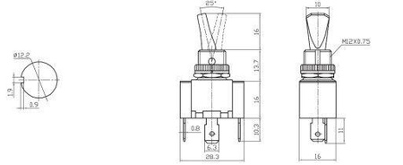PRZEŁĄCZNIK SAMOCHODOWY PODŚWIETLANY ASW-07D CZERWONY