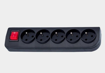 Gniazdo z uziemieniem i wył. 5x czarne GN-50W-2