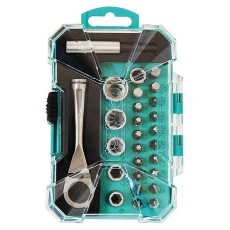 ZESTAW BITÓW IMBUSÓW I KLUCZY NASADOWYCH Z DWUKIERUNKOWĄ GRZECHOTKĄ SD-2318M PROSKIT