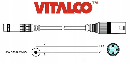 ADAPTER XLR MĘSKI GNIAZDO JACK 6.3 MONO VITALCO PRZEJŚCIÓWKA XLR JACK 6,3
