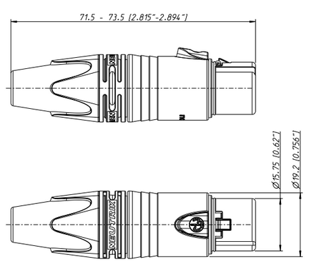 WTYK XLR ŻEŃSKI 4 PIN NEUTRIK NC4FXX-B NA KABEL