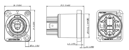 GNIAZDO POWERCON SIECIOWE NAC3MPA-1 NEUTRIK TABLICOWE MONTAŻOWE
