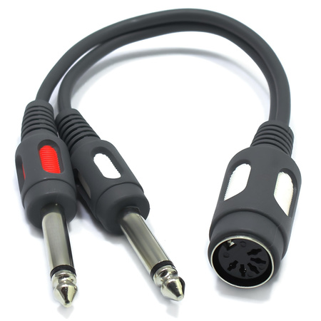 ADAPTER GNIAZDO DIN 5 PIN ŻEŃSKI – 2X WTYK JACK 6,3 TS MONO 6.3mm VITALCO