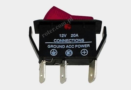 Przeł. podśw. samoch. ASW-09D 12V/20A czerwony