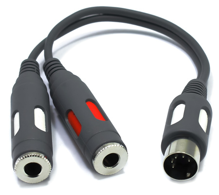 ADAPTER WTYK DIN 5 PIN – 2X GNIAZDO JACK 6,3 TS MONO 6,3mm VITALCO