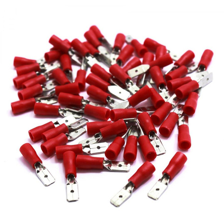 KONEKTOR IZOLOWANY MĘSKI 4,8 CZERWONY 100SZT.