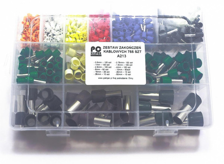 TTULEJKI ZAKOŃCZENIA KABLOWE ZESTAW TULEJEK 755 SZTUK