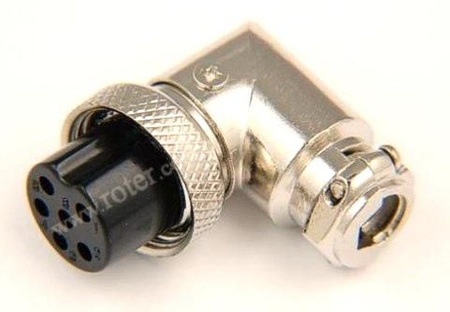 GNIAZDO MIKROFONOWE CB 6p KĄTOWE NA KABEL