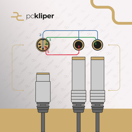 ADAPTER GNIAZDO DIN 5PIN ŻEŃSKI – 2X GNIAZDO JACK 6.3 TS MONO 6.3mm VITALCO