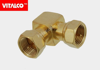 Wtyk F podwójny kątowy złoty Vitalco