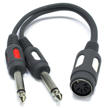 ADAPTER GNIAZDO DIN 5 PIN ŻEŃSKI – 2X WTYK JACK 6,3 TS MONO 6.3mm VITALCO