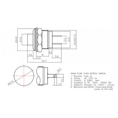 PRZEŁĄCZNIK PRZYCISKOWY OFF-(ON) VS5409 VITALCO CZARNY