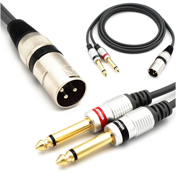 KABEL XLR MĘSKI 2x WTYK JACK 6.3 MONO VITALCO 1,5m MK35