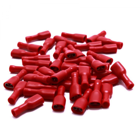 KONEKTOR IZOLOWANY PEŁNY ŻEŃSKI CZERWONY 6,4mm 100 sztuk