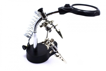 UCHWYT TRZECIA RĘKA Z LUPĄ LED ZD-126-2 3.5X 12X