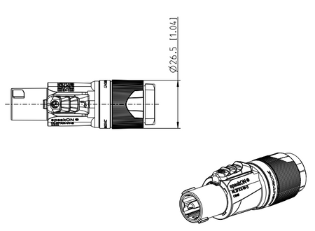 WTYK GŁOŚNIKOWY SPEAKON NEUTRIK NL4FXX-W-S 4 PIN ZŁĄCZE NA KABEL 6-12mm