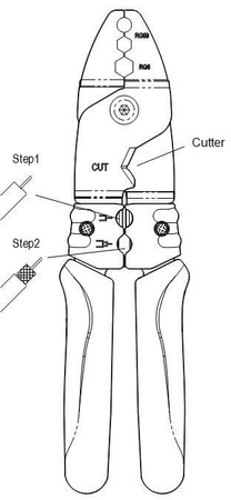 ZACISKARKA ZE ŚCIĄGACZEM IZOLACJI RG59 RG6 HT-233