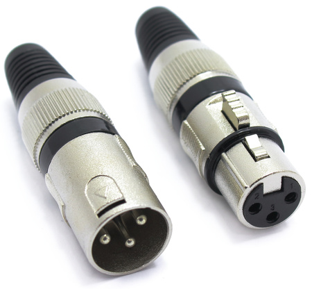 KOMPLET XLR 3 PIN VITALCO WTYK MIKROFONOWY MĘSKI ŻEŃSKI NA KABEL CZARNY