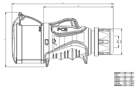 GNIAZDO PRZENOŚNE SIŁOWE GRIP CEE NA KABEL IP44 16A 5P 400V 2153‑6