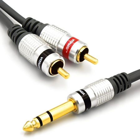 KABEL JACK 6,3 STEREO 2x WTYK RCA CINCH VITALCO 15m MK82