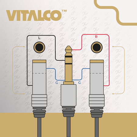 ADAPTER WTYK DUŻY JACK 6.3 STEREO 2X GNIAZDO 6,3 JACK 6,3 MONO VITALCO