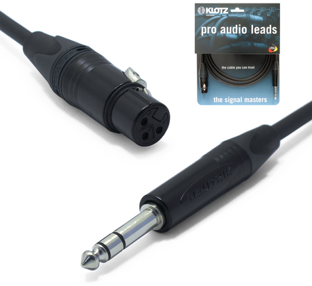 KABEL JACK 6.3 STEREO TRS - XLR 3 PIN ŻEŃSKI 1m KLOTZ NEUTRIK MIKROFONOWY