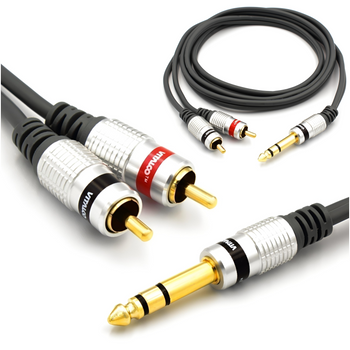 KABEL JACK 6,3 STEREO 2x WTYK RCA CINCH 7,5m MK82 VITALCO
