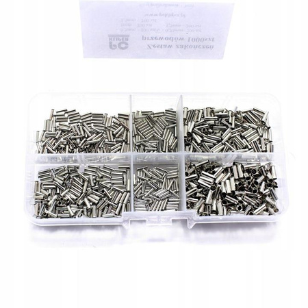 TULEJKI NIEIZOLOWANE ZAKOŃCZENIA KABLOWE ZESTAW TULEJEK 1000 SZTUK