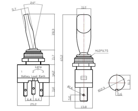 PRZEŁĄCZNIK DŹWIGNIA PODŚWIETLANY VS5605 ZIELONY
