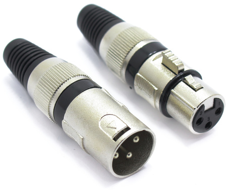 KOMPLET XLR 3 PIN VITALCO WTYK MIKROFONOWY MĘSKI ŻEŃSKI NA KABEL CZARNY