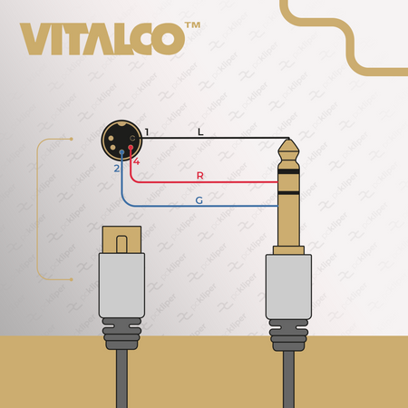 ADAPTER WTRYK DIN 5 PIN NA WTYK DUŻY JACK 6,3 STEREO 6.3 TRS VITALCO