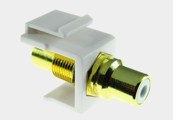 Łącznik RCA złoty keystone biały