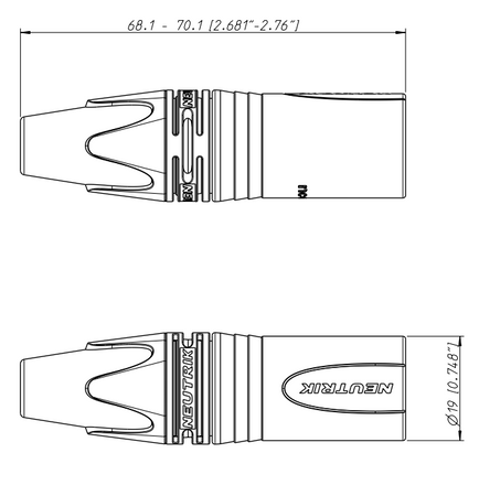 WTYK XLR 3 PIN MĘSKI NEUTRIK NC3MXX-BAG CZARNY MIKROFONOWY NA KABEL