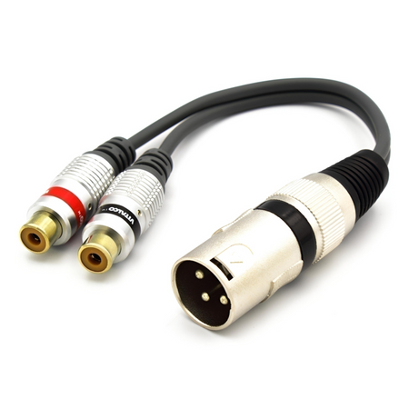 ADAPTER PRZEJŚCIÓWKA WTYK XLR 3 PIN MĘSKI NA 2X GNIAZDO RCA VITALCO