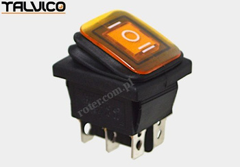 Przeł. podśw. duży 12-24V 3poz. hermetyczny żółty