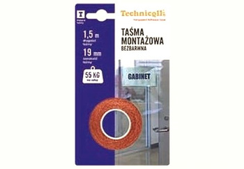 Taśma montażowa bezbarwna 1,5mx19mm