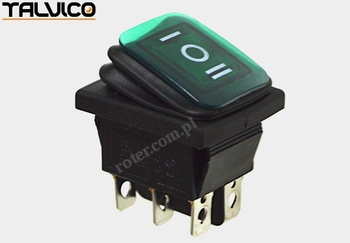 Przeł. podśw. duży 12-24V 3poz. hermetyczny zielony