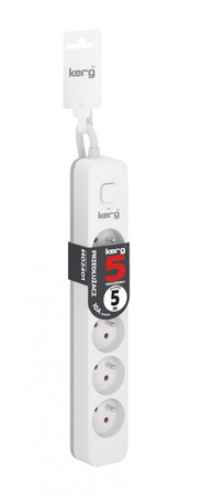 PRZEDŁUŻACZ Z UZIEMIENIEM 5 GNIAZDA 5M KERG M02401 Z WYŁĄCZNIKIEM