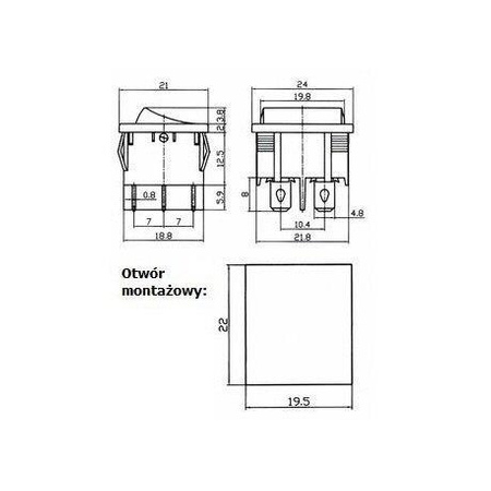 PRZEŁĄCZNIK KOŁYSKOWY DUŻY ON-OFF CZARNY