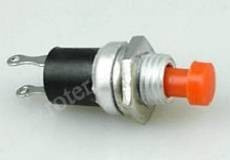 Przełącznik przyciskowy okrągły mały plastik, off-(on) czerwony